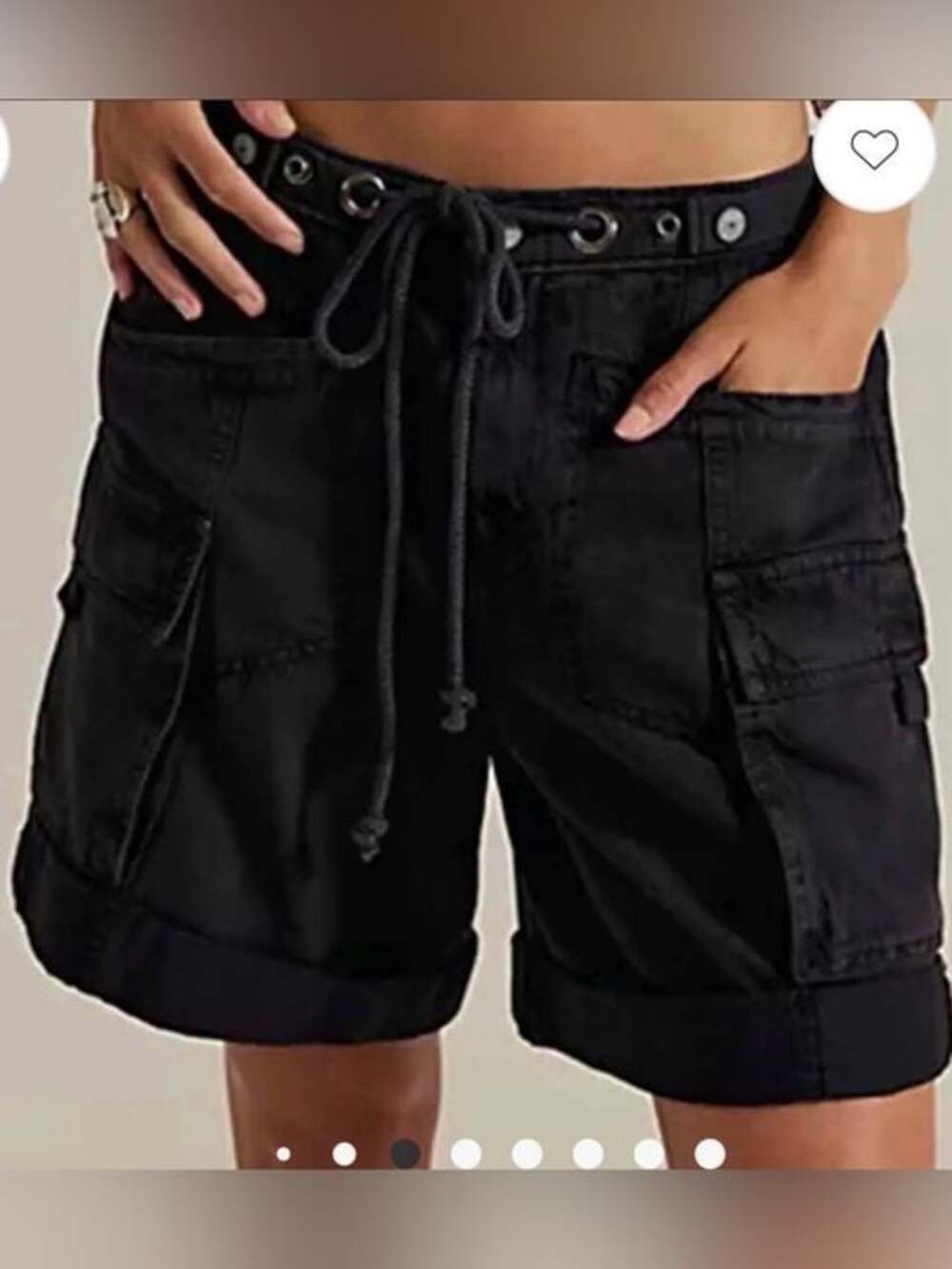 Womens Black Cargo Drawstring Shorts - NWOT - Size M